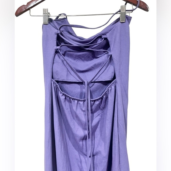 Zara Midi Length Strappy Back Drape Neck Purple Dress Back Tie Date Night Size M - Picture 5 of 12